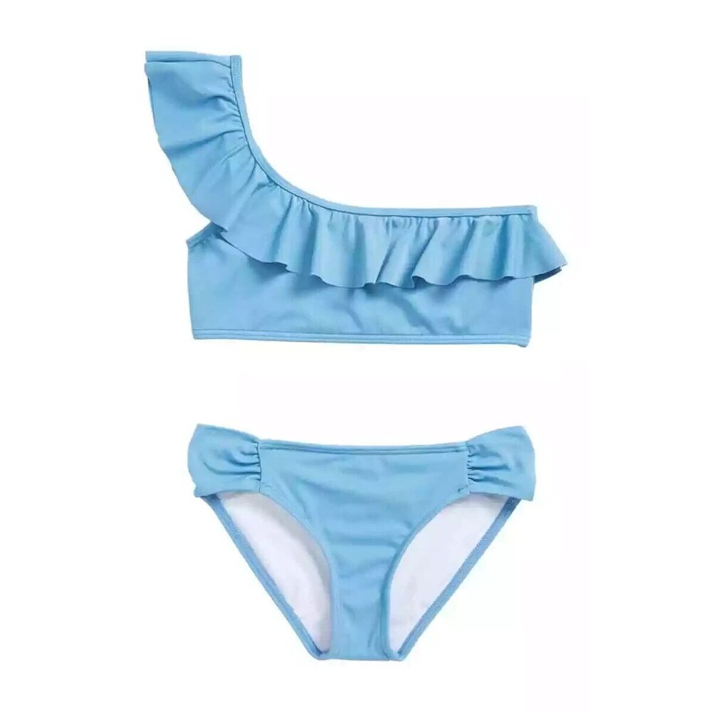 Billabong Sol Searcher One Shoulder Bikini Set Little Girls sz 4 Blue